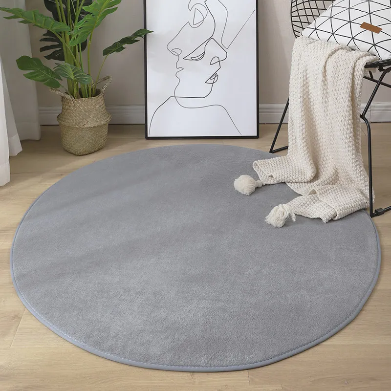 Carpet Sell Round Coral Velvet Color Water Absorption Sofa Memory Foam Bedroom Living Room Children rug Yoga Mat 230320