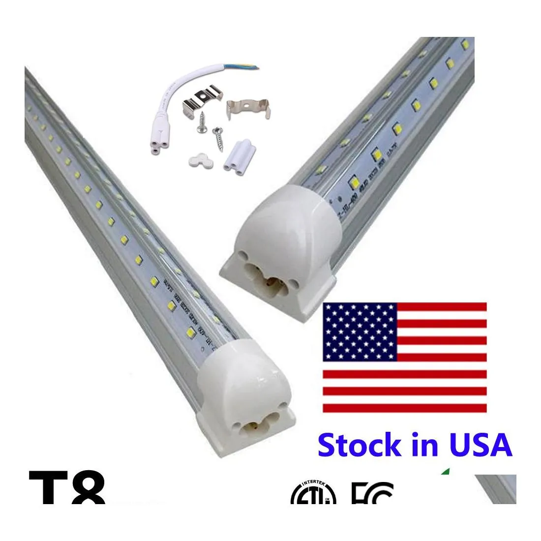 Tubos de LEDs Integrada de 5 pés de 5 pés de 8 pés de 4 pés de 4 pés V Luz de tubo em forma 4 5 5 6 8 pés de entrega fluorescente de entrega BBS DHGFN