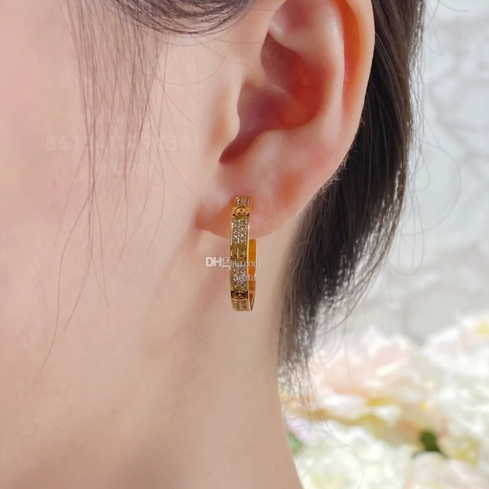 سحر حلق للمرأة مصممة مسمار Diamond Gold Plated 18k T0p الجودة أعلى جودة عداد الأزياء الأزياء الكلاسيكية هدية الذكرى السنوية مع مربع 008