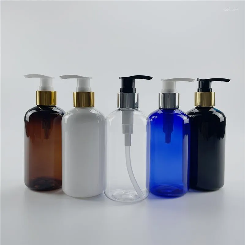 Storage Bottles White Black 250ML X 24 Cosmetic Anodized Aluminum Lotion Pump Empty Plastic Bottle For Shampoo Liquid Soap Personal Care