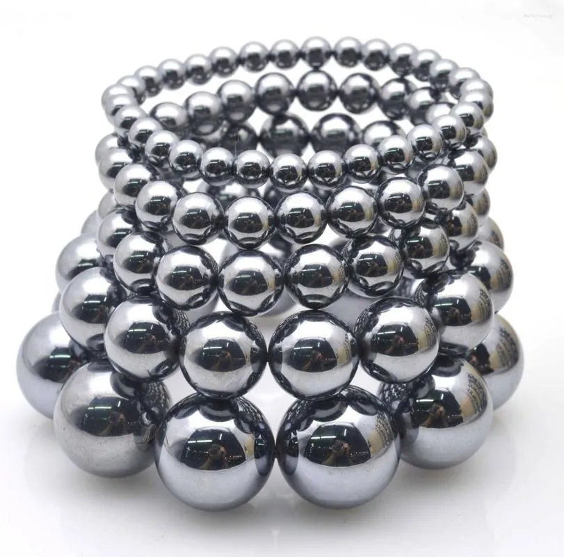 Filo 2 pezzi di pietra naturale Terahertz braccialetto di perline uomo donna braccialetti con magnete perline di perline gioielli regalo di compleanno buono per la salute