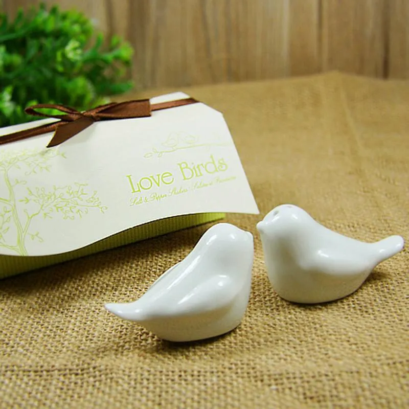 100pcs 50pairs Party Favor Love Birds ceramic wedding gifts for guests lover bird salt and pepper Shaker shakers dh9800