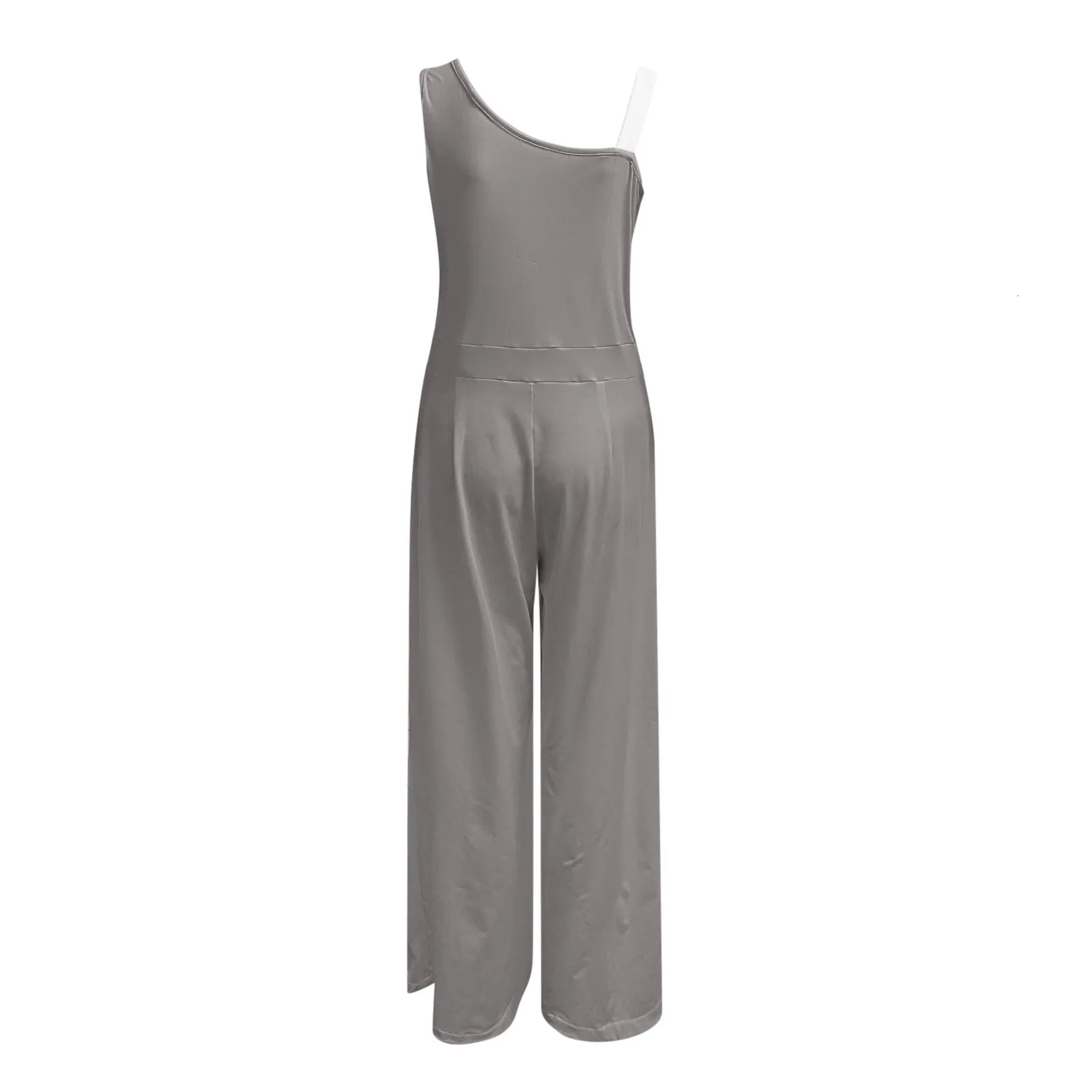 Women's Sleeveless white jumpsuit with Metal Button