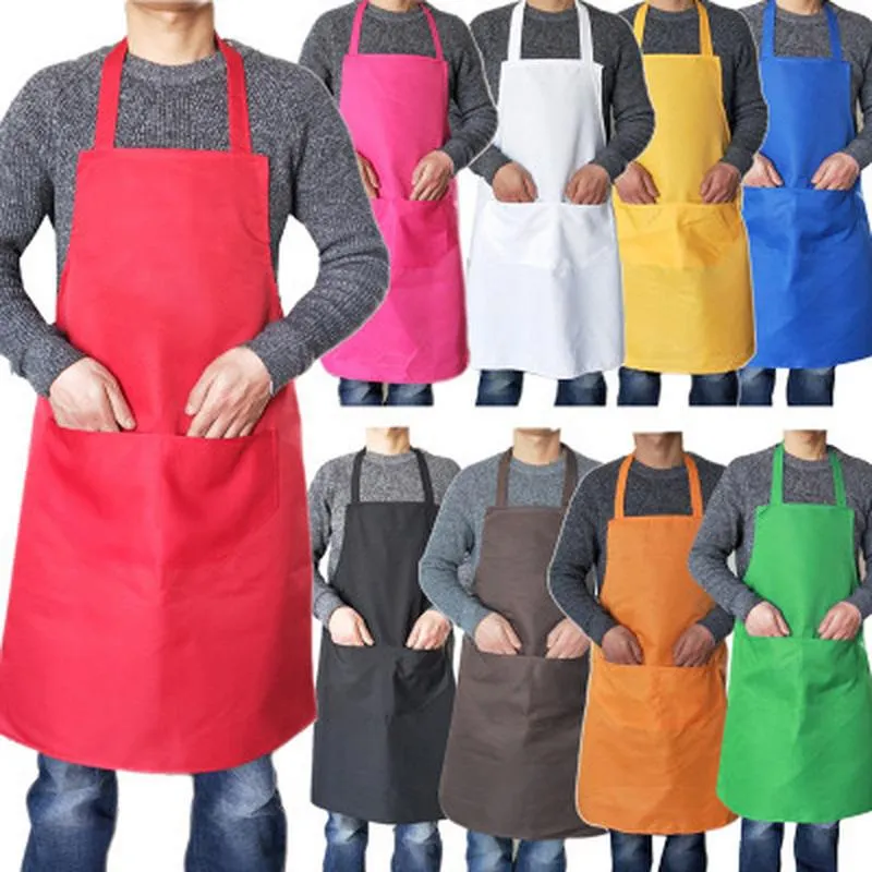 Colorful Cooking Apron In Kitchen Keep The Clothes Clean Sleeveless Convenient Male and Female Chef's Universal Kitchen Apron RRA