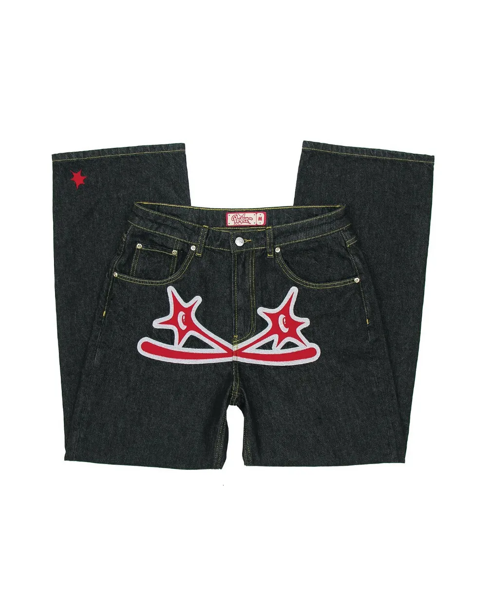 Mens Jeans Y2K Streetwear Jeans Harajuku Hip Hop Black Pants