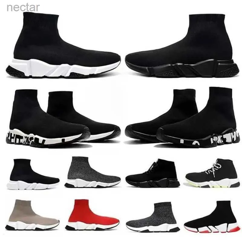 Speed ​​Socks Sok Shoes Sports Sneakers Men Women Boots planos Treinador bEIGE GLITTER GLITTER Blue Graffiti Lace Up Triple Black White Clear Clea Luxo tênis de luxo