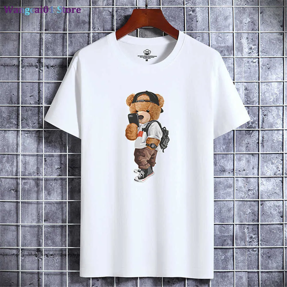 WANGCAI01 DIY T-shirt 2022 Zabawny niedźwiedź harajuku tshirt dla mężczyzn Summer T-shirt Krótka sevet-shirt męskie ubrania letnie ubrania komfortowe codzienne mA T-shirt 0320H23