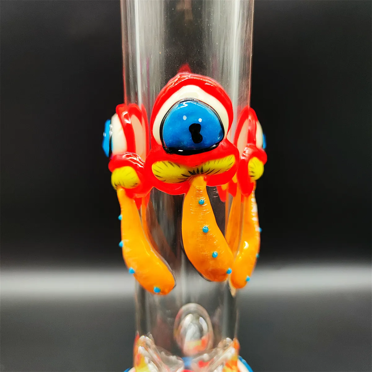 35CM 14 pollici Handy Bong Bong in vetro Pipa ad acqua 3D Fungo rosso Carota Mostro 9MM Spessore Puffo rosso Bong in vetro Becher spesso Fumante Bubbler Dab Rig