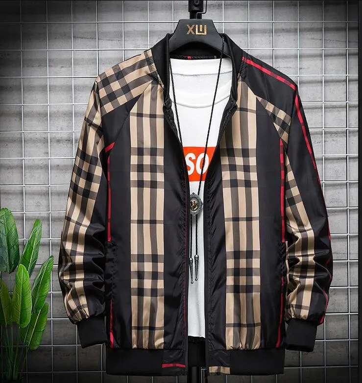 Autumn Men's Designer Jackets rockar långa ärmar Plaid Slim Fit Hooded Men Kvinnor Fashion Windbreaker Ytterkläder Hoodies Rockar Plus Size 4XL5XL Outwear For Young