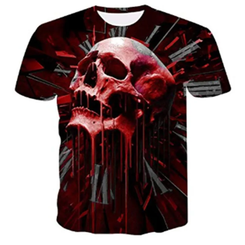 Men's T Shirts -Selling T-Shirt All-Match 3D Printing Horror Clock Skull Short-Sleeved Fashion O-Neck 2023 Summer Arrival XS-4XL