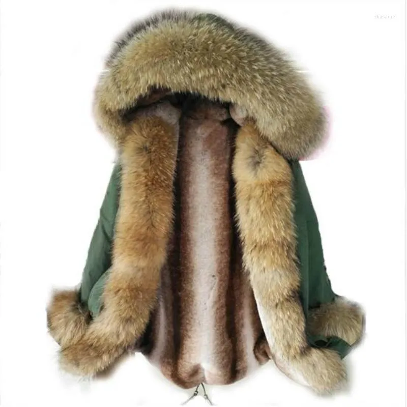 Trenchs de femmes manteaux 2023 longue mode denim veste d'hiver femmes naturel réel manteau de fourrure à capuche fausse doublure chaude épaisse parkas