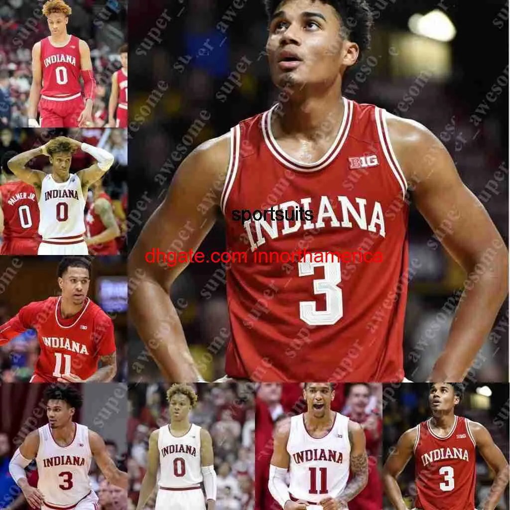 Maglia da basket Hoosiers Trayce Jackson-Davis Malik Reneau 22 Geronimo Miller Kopp Jalen Hood-Schifino Tamar Bates Kaleb Banks