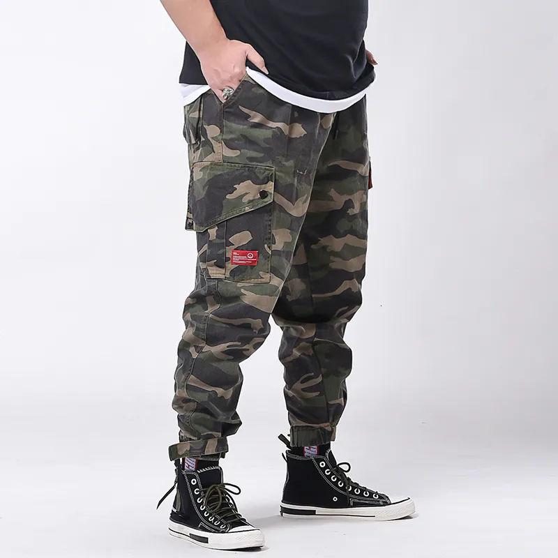 Calças masculinas Gersri Cargo Men camuflam bolsões masculinos harém joggers homem Hiphop moda moda casual outono calça calça as calças adolescentes 230317