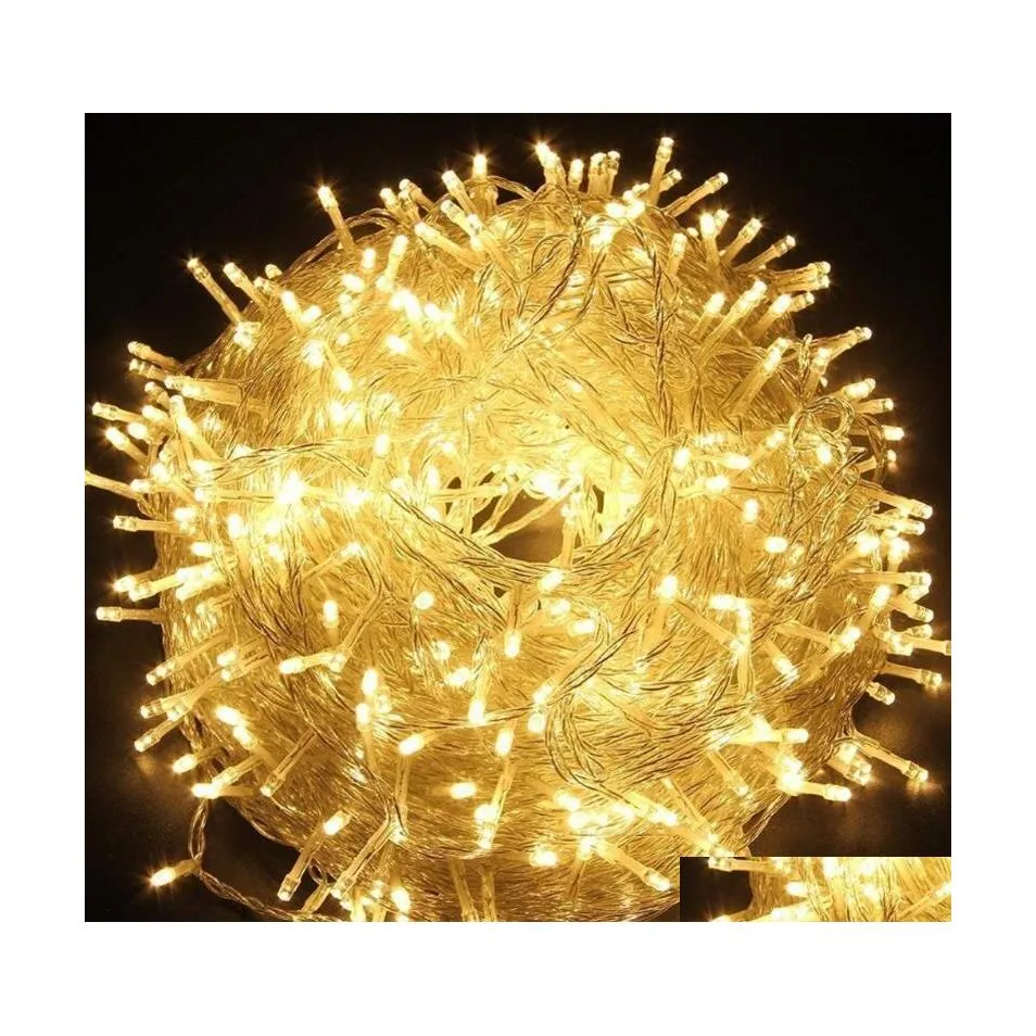 LED -snaren Licht Licht 10m 20m 30m 50m 100m AC220V Xmas Holiday Waterdichte kerstverlichting 9 kleuren Decoratielamp Drop levering DHW5H