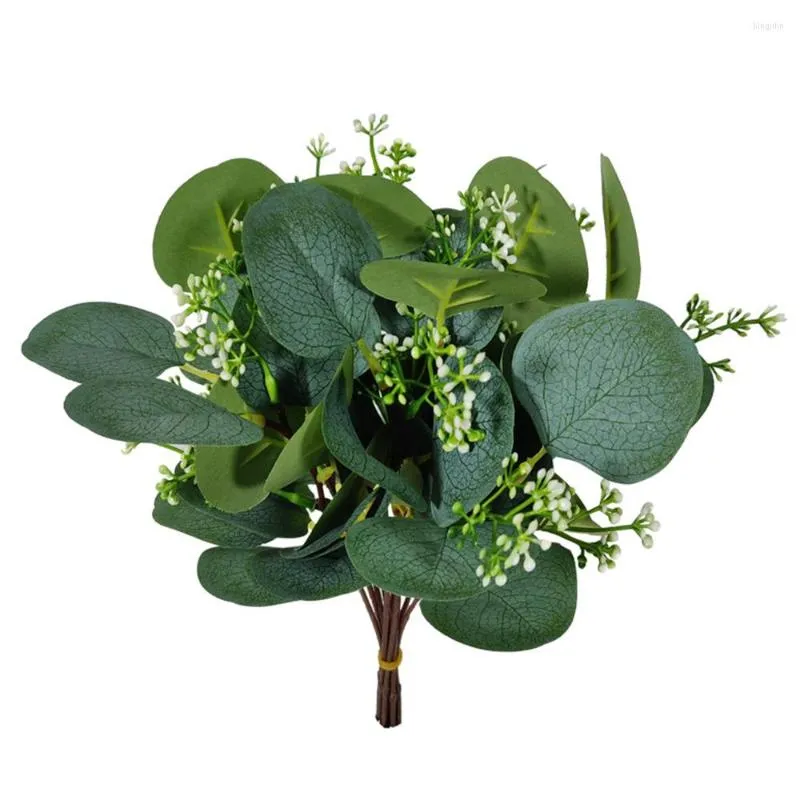 Fleurs décoratives plante artificielle Mini feuilles d'eucalyptus vert fausse feuille de soie bricolage Bouquet de mariée pour la maison jardin fête mariage décor