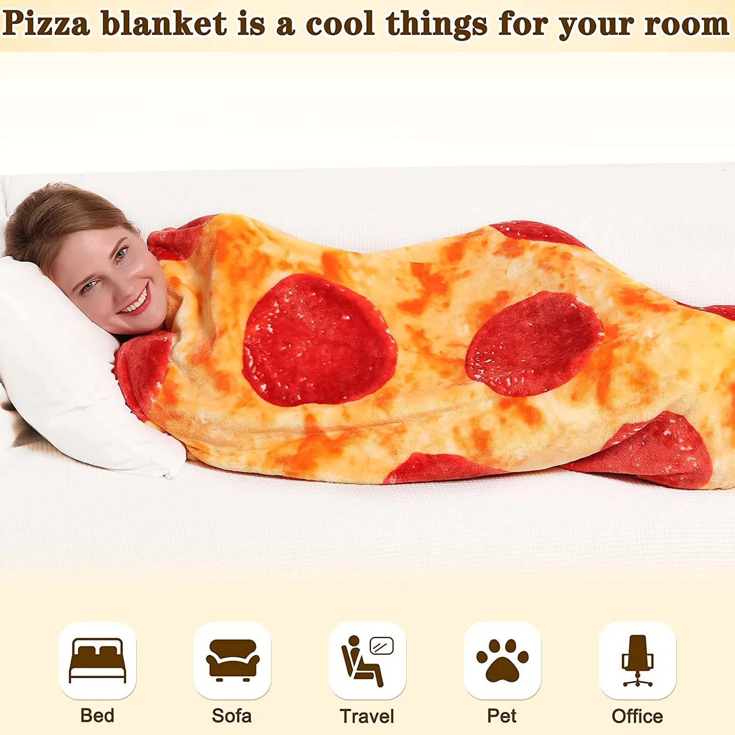 Realistic Pizza Blanket Burrito Soft And Cuddly Gift For Kids And