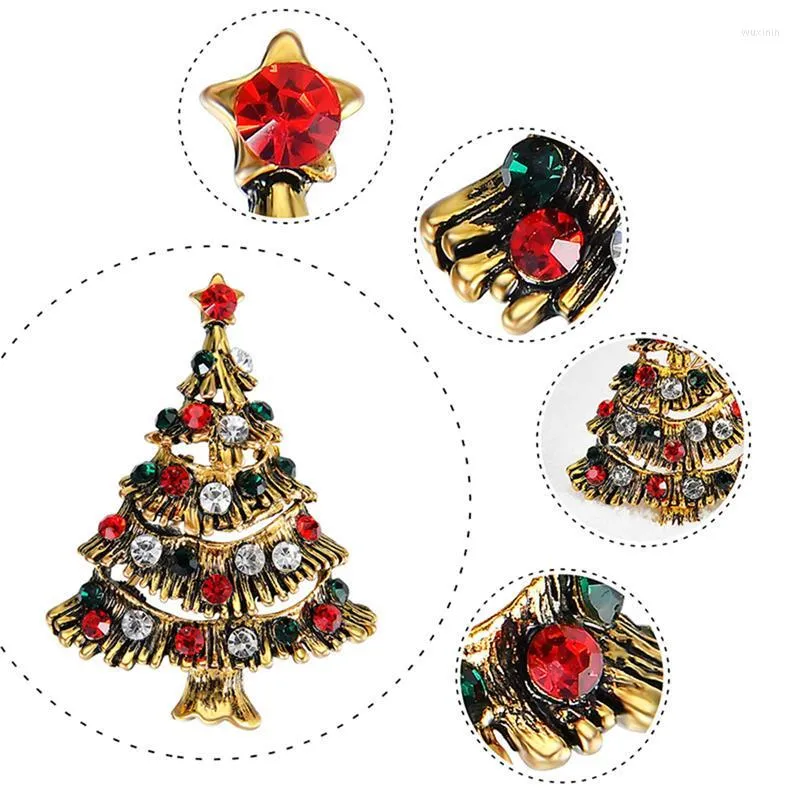 Adornos navideños, broche de árbol de pátina chapado en diamante tricolor creativo a la moda, adornos X1010