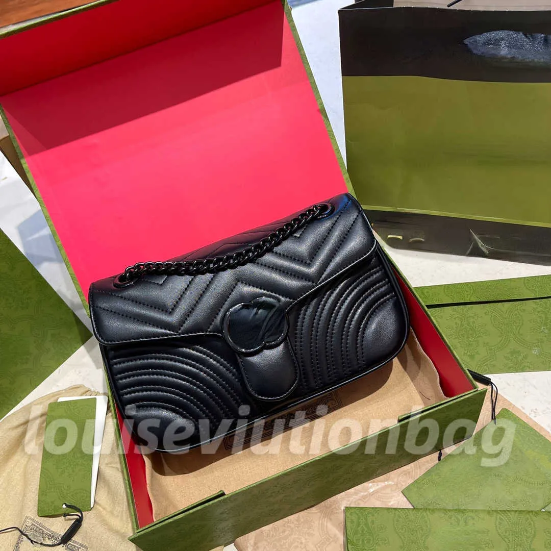 Beliebte Mode handgefertigte luxuriöse schwarze Marmont-Tasche mit Knöpfen Schultertasche Umhängetasche Designer Luxurys Handtaschen js