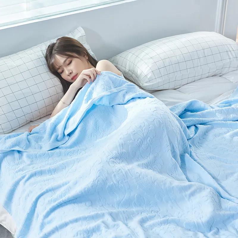 Dekens zachte sprei beddenbedden zomer gooi dekens op bank/bed jacquard katoenen handdoekdraaddeken deken voor volwassenen kinderen ademende 230320