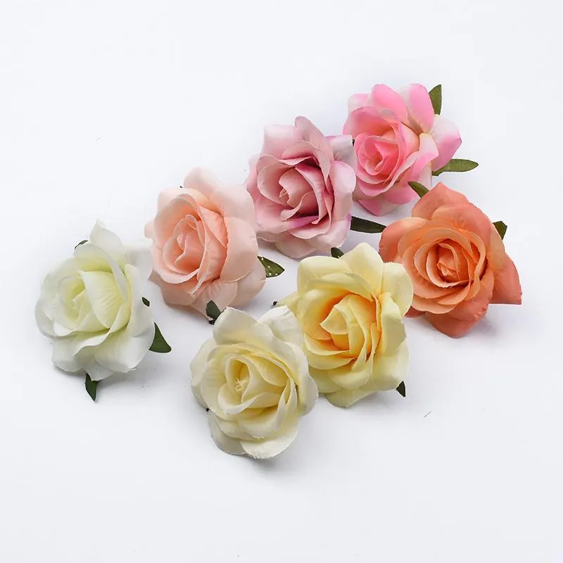Dekoracyjne kwiaty wieńce 10 sztuk Fałszywe akcesoria do dekoracji domowej Scrapbooking Garland Candy Box Broach Roses Wazony na wesele