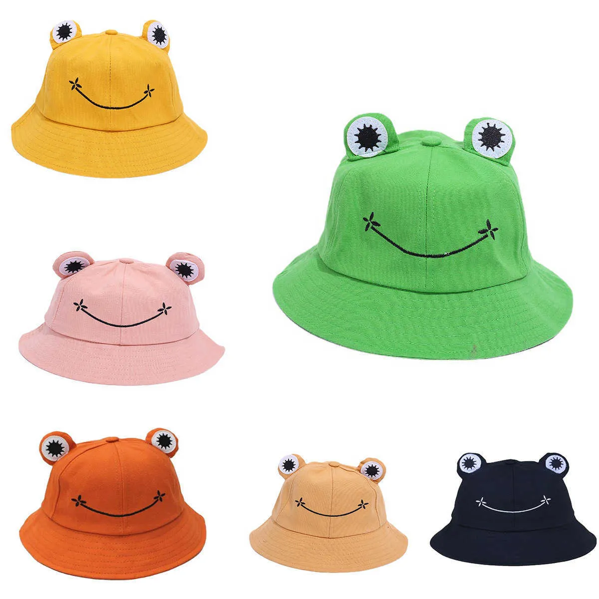 Cartoon Cute Frog Bucket Hat for Children Adult Summer Leisure Parent-child Outdoor Foldable Wide Brim Fisherman Hat Fishing Sun Hat