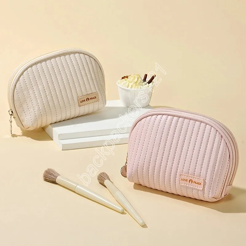 Small Shell PU Makeup Bags Portable Waterproof Creamy Cosmetic Bags Travel Outside Small Lipstick Washing Storage Bags Organizer