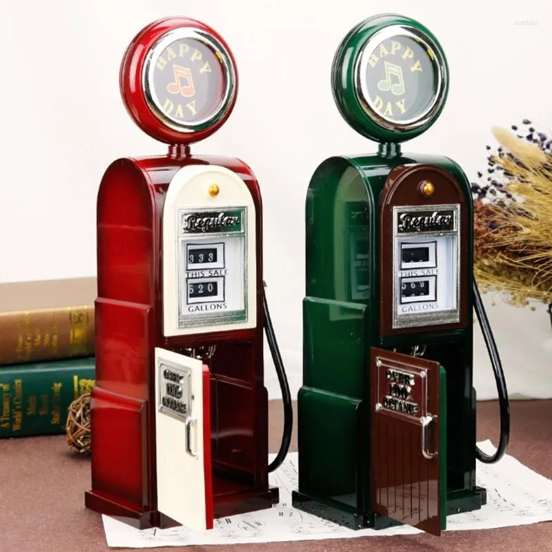 Decorative Figurines Simulation-Gas-Station Music-Box Home Hand-Crank Mechanism-Figurines 101A