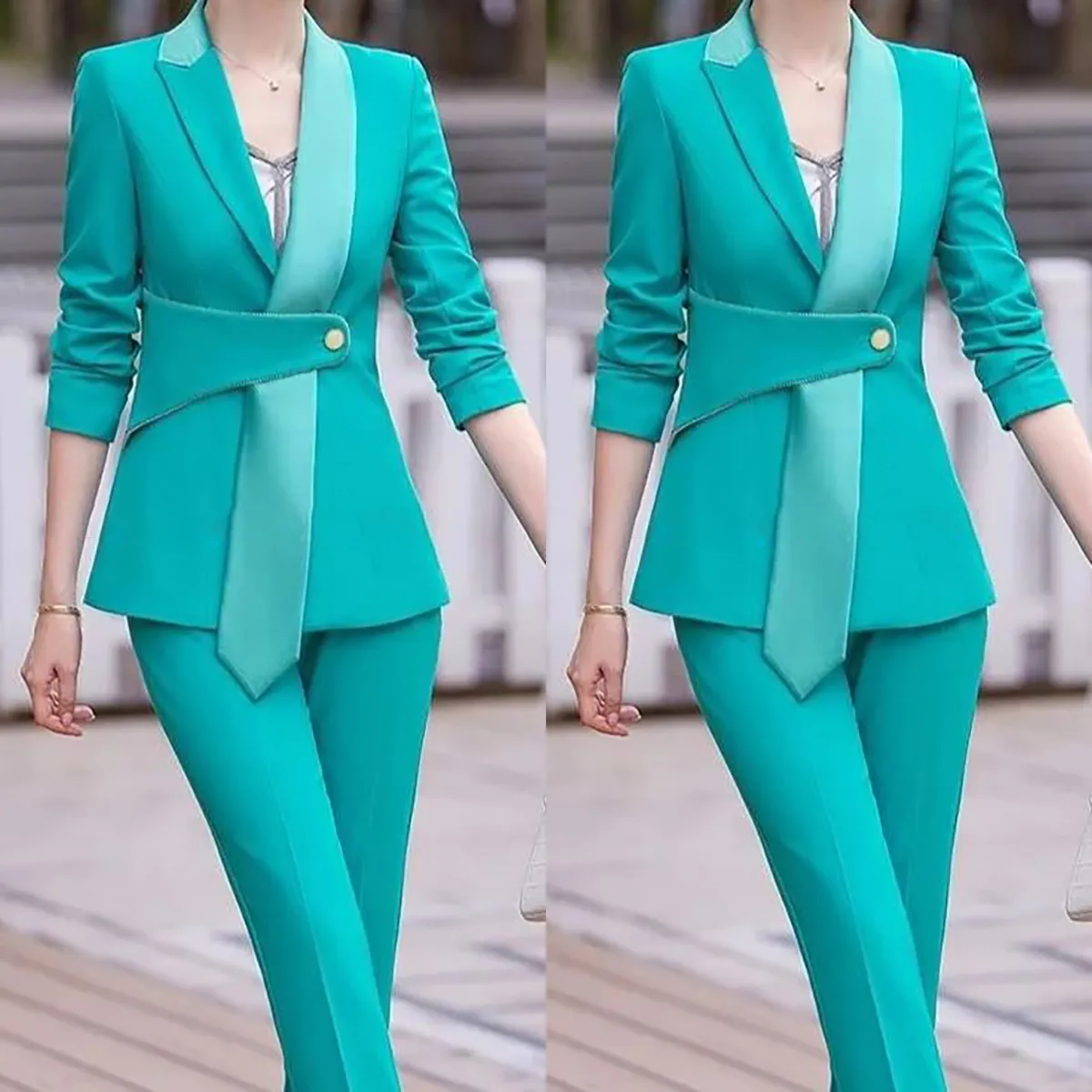 Elegant Women Pants Suits Tailored Lady Candy Color Slim Blazer Sets Prom Formal Guest Wear For Wedding 2 Pieces