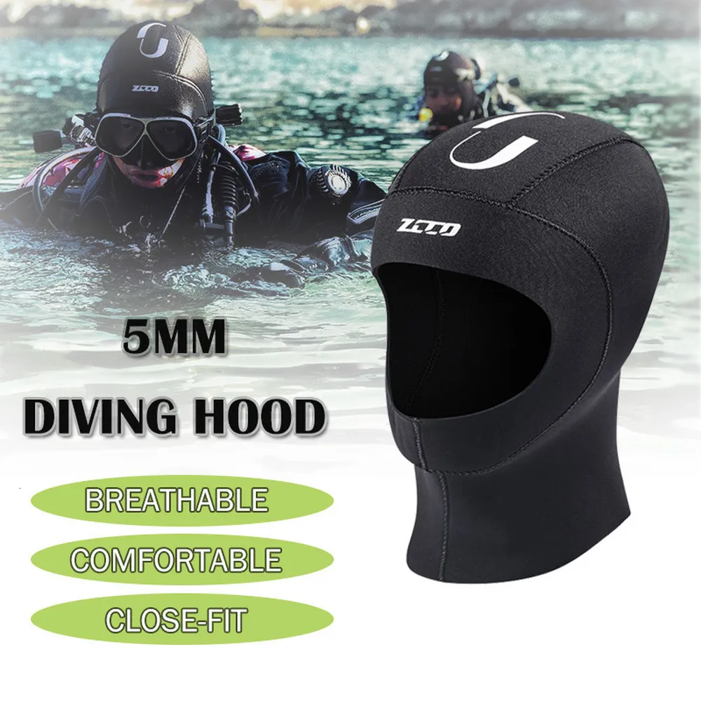 Simning CAPS Män kvinnor 5mm Neopren Diving Hood Stretch Wetsuit Hatt Vinter Varm huvudskydd Hjälm Undervattens Surf Surf Kajak 230320