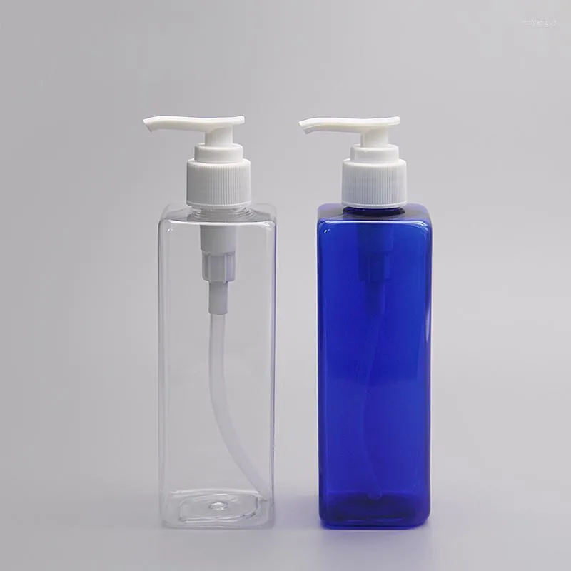 収納ボトル250ml x 30透明な青い空の四角いシャンプーコンテナシャワージェルフェイシャルクレンザー化粧品包装ボトル付きローション