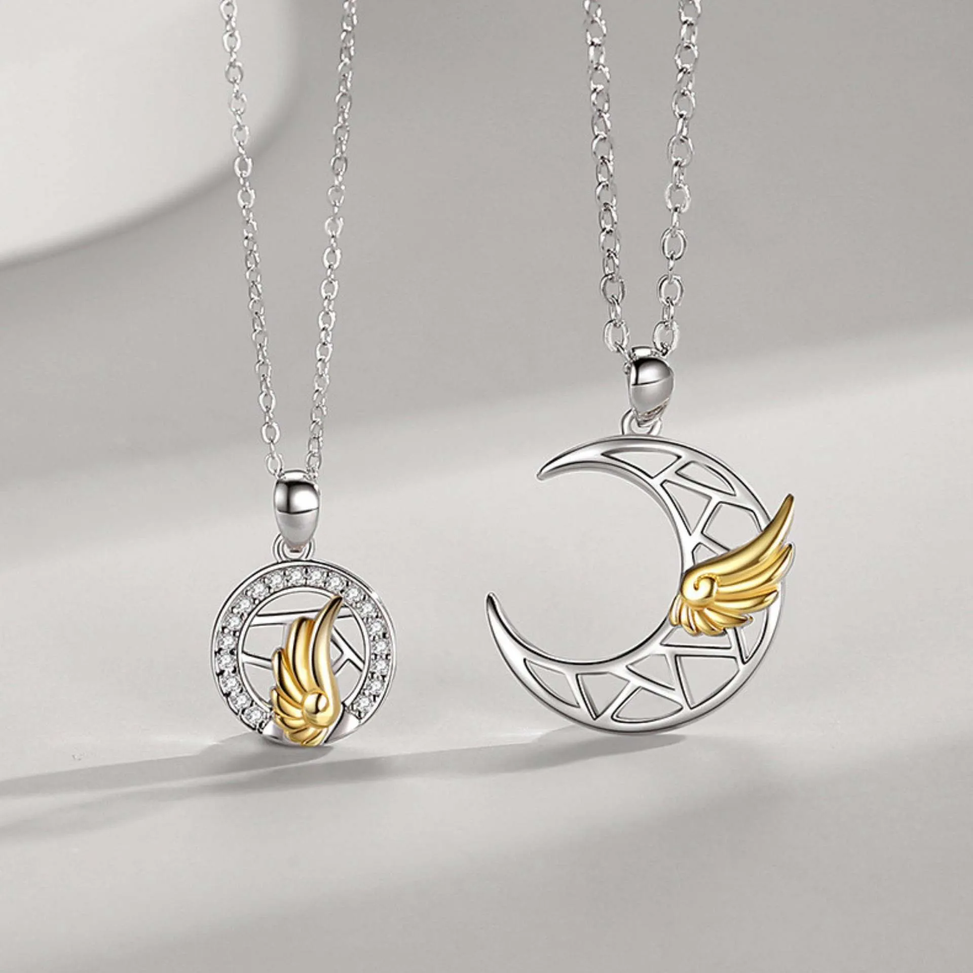 Voleaf Heart And Moon Couple Necklace Heart Match Rachel Zoe
