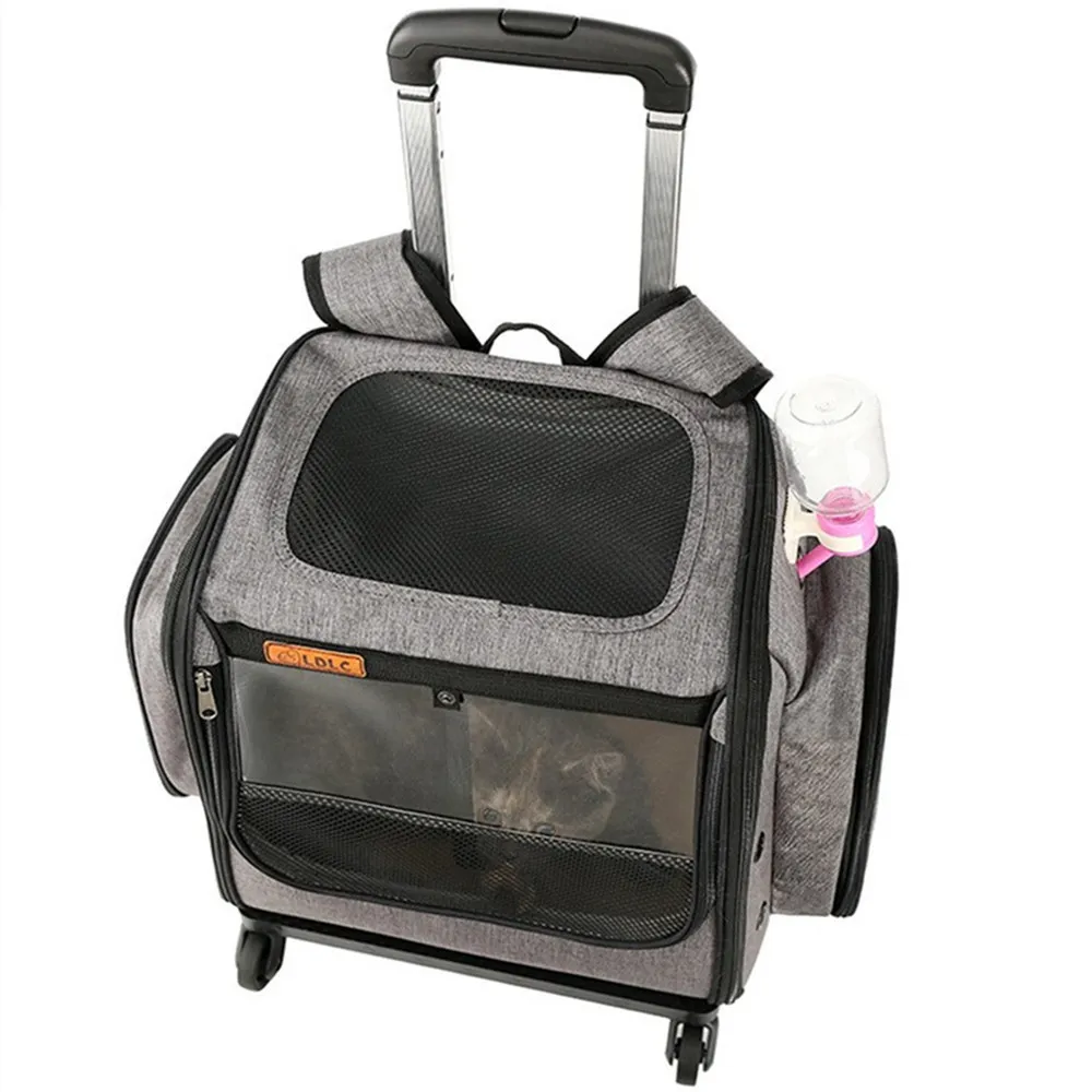 Suitcases Foldable Pet Trolley Case Cat Dog Nest Universal Wheel Luggage Backpack Handbag Outing RV Travel Suitcase Tote Bag Pets Stroller 230317