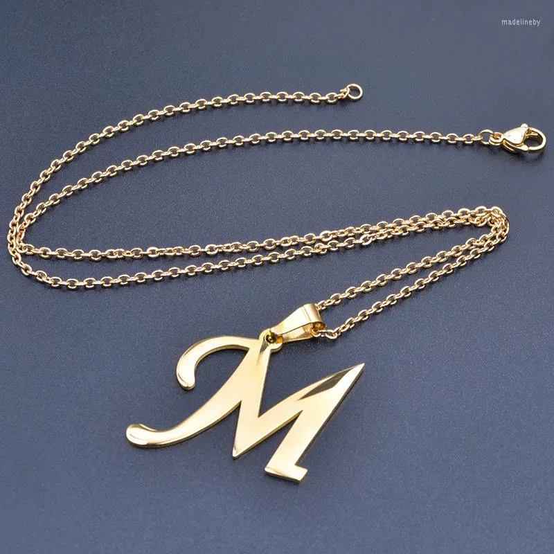 Chains Stainless Steel Alphabet Capital Character 26 Letter Pendant 50cm Necklace For Women Jewlery