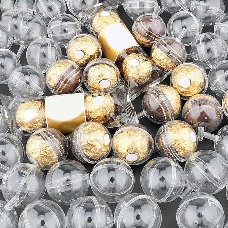 Present Wrap 10/20st Clear Chocolate Box Holder Plastic Round Candy Wrappers Packaging Case For Birthday Wedding Present