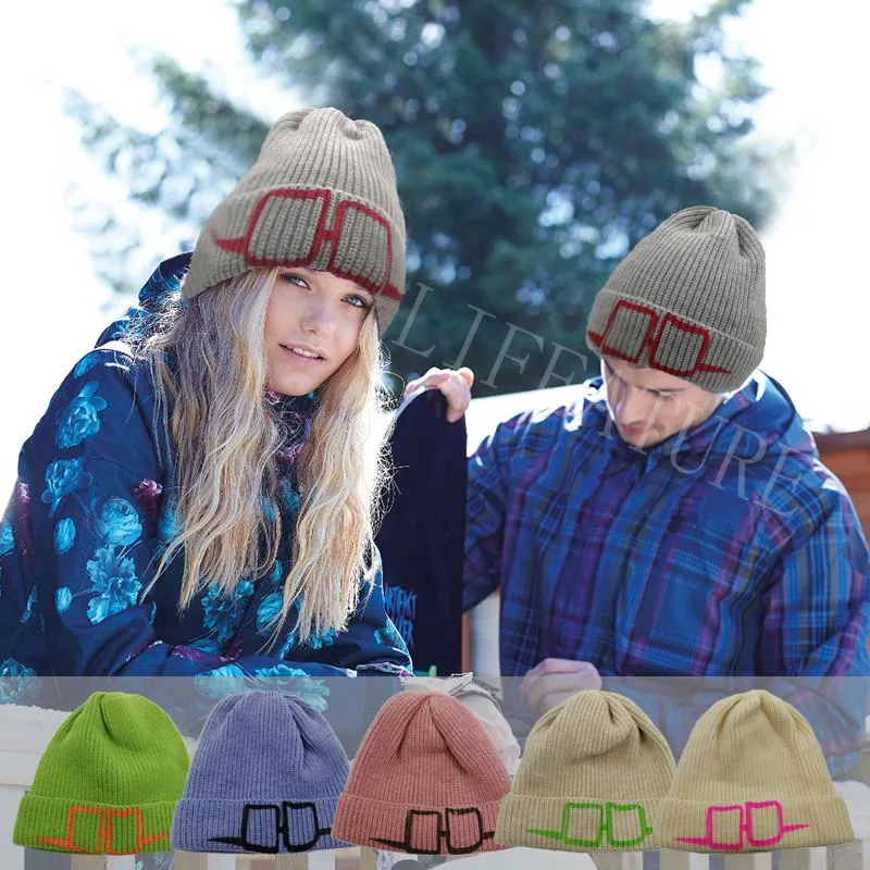 Berets 2023 Winter Hüte Für Frauen Blended Strick Paar Kappe Gewinde Beanie Chapeau Femme Weiche Hip Hop Hut Lässige Beanies Gläser Druck