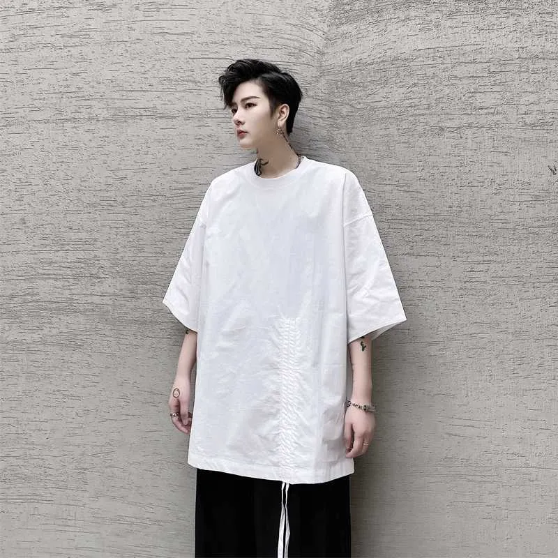Męskie koszulki T-shirt Web Celebrity Summer Short Sleeve Okrągła szyja swobodny projekt liny dużych rozmiarów Yamamoto Stylemen's