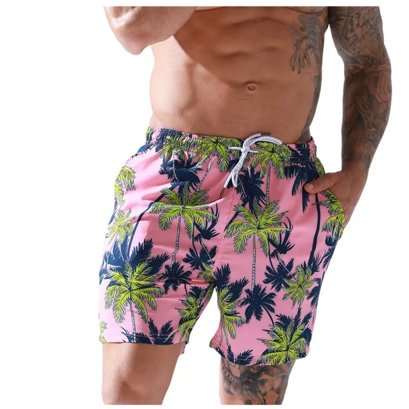 Heren shorts Tree Drawring Pocket Losse printbroek Beach Casual Swimwearmen's
