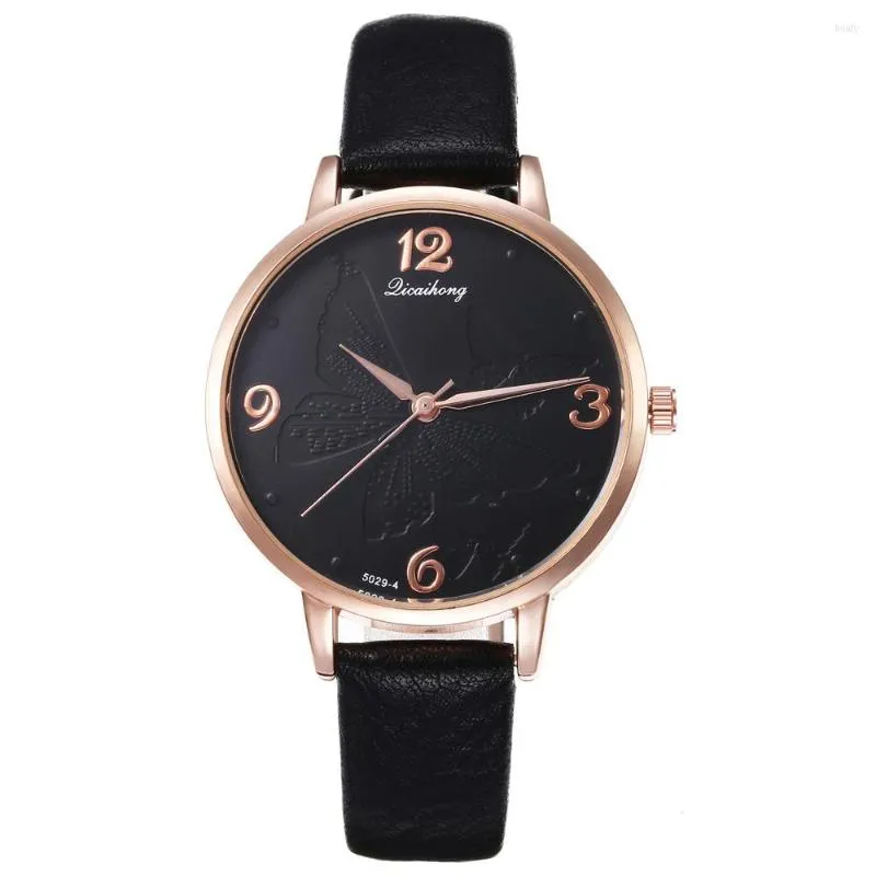 Wristwatches Women Watch Butterfly Dial Bracelet Watches Ladies Leather Quartz Wristwatch Female Clock Dress