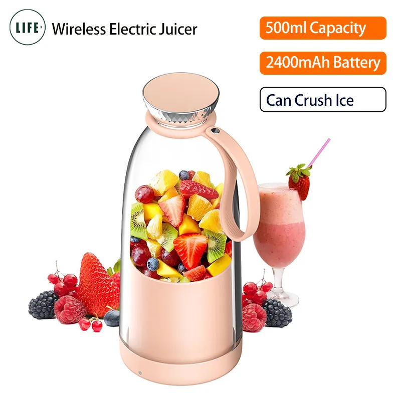 Utensili per frutta e verdura 3Life Spremiagrumi elettrico portatile Frullatore da 500 ml Miscelatori freschi senza fili 6 lame 2400 mAh Frullato per alimenti Frullato Tazza per schiacciare il ghiaccio 230320