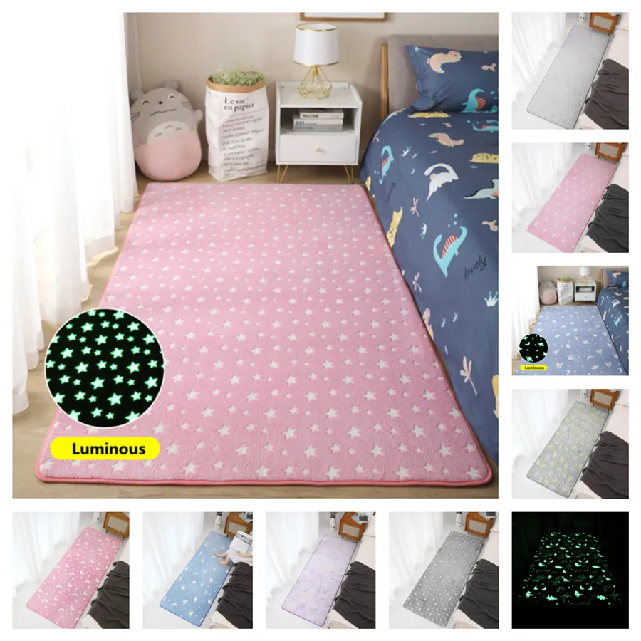Carpet Luminous Plush Rug Thick Children Bed Room Fluffy Floor Glow In Dark side Home Decor Velvet 230320