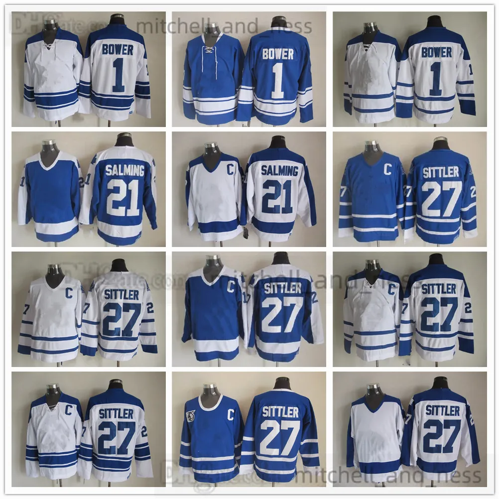 Movie Vintage Hockey Jersey Retro CCM Embroidery 27 Darryl Sittler Jersey 1 Johnny Bower 21 Borje Salming Jerseys