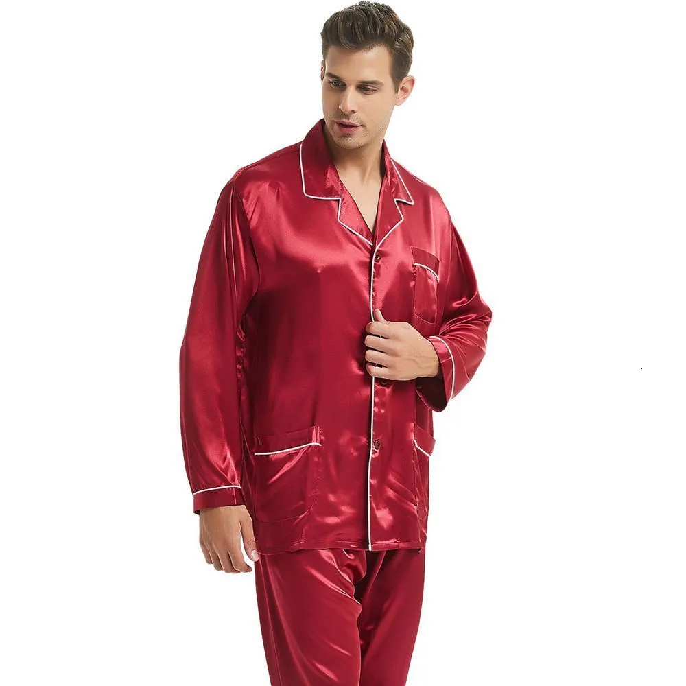 Slaapkleding voor heren Silk Satin Pyjamas Set Pyjama Pyjamas Set PJS Sleepwear Loungewear S M L XL XXL XXXL 4XL Plus Size_Gifts 230320