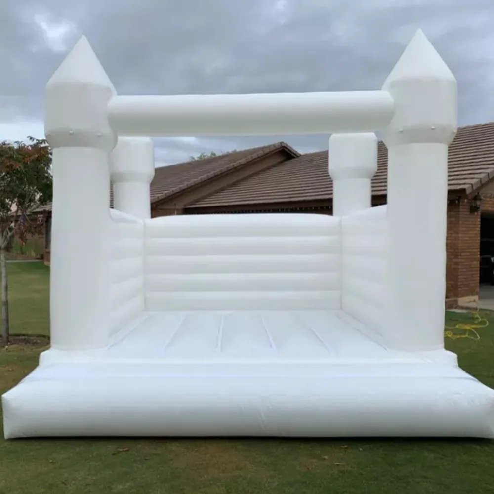 Commercial use full PVC Inflatable White Bounce House Wedding jumping Bouncy Castle kids audits bouncer houses with blower For events party free ship