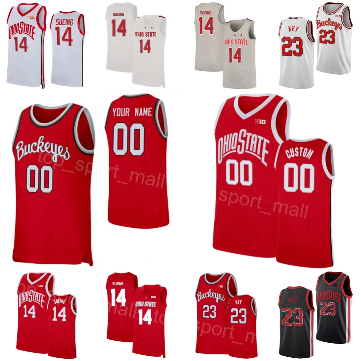 College Basketball Ohio State Buckeyes Jersey 10 Brice Sensabaugh 14 Justice Sueing 23 Zed Key 2 Bruce Thornton 4 Sean McNeil 13 Isaac Likekele University Team NCAA