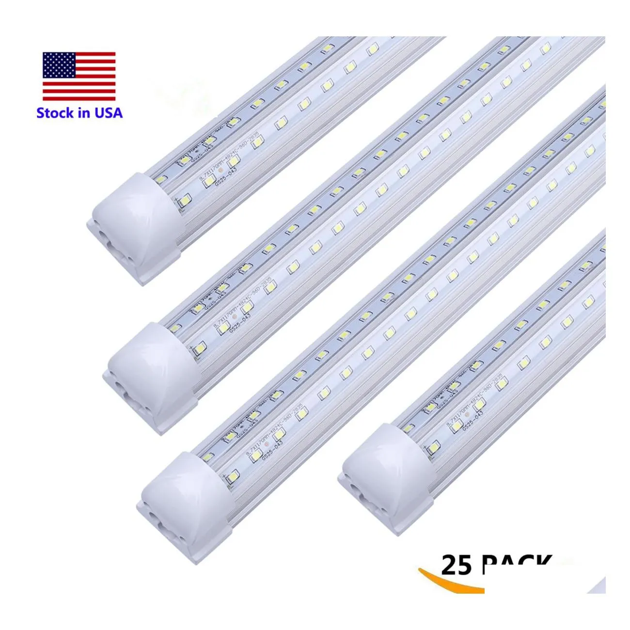 LED Tüpler 8ft Işık Armatürleri V Şeker T8 Tüp 2ft 4ft 5ft 6ft 8 feet 120W Çift Sıralı BB Işıkları AC85277V Bağlantılı Mağaza Bırakma Teslimat L DHYUV