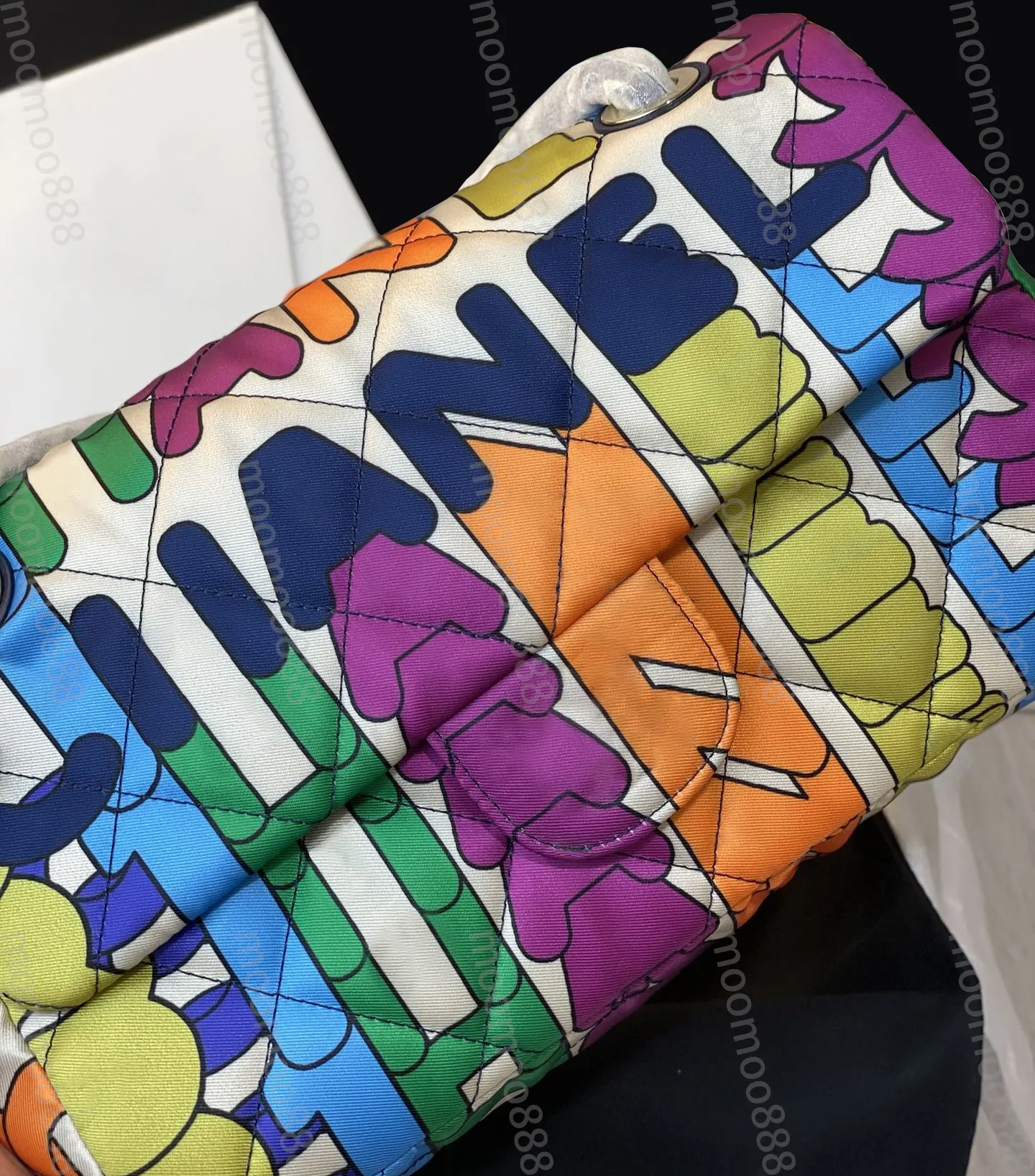 12a helt ny spegelkvalitetsdesigner Rainbow Flap Bag Women Multicolor Quilted tygväska 24,5 cm Små Luxurys handväskor Crossbody axel guldkedja remslåda påsar
