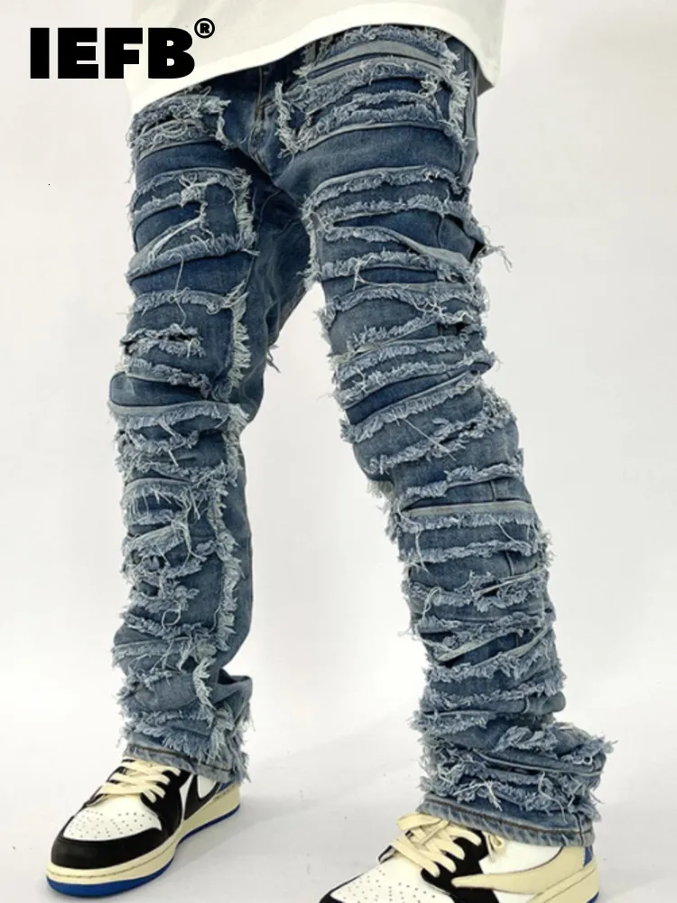 Męskie dżinsy IEFB wełniane męskie dżinsy Projekt Projekt High Street w stylu High Street Casual Solid Kolor Modne spodni Vintage 9A2352 230320