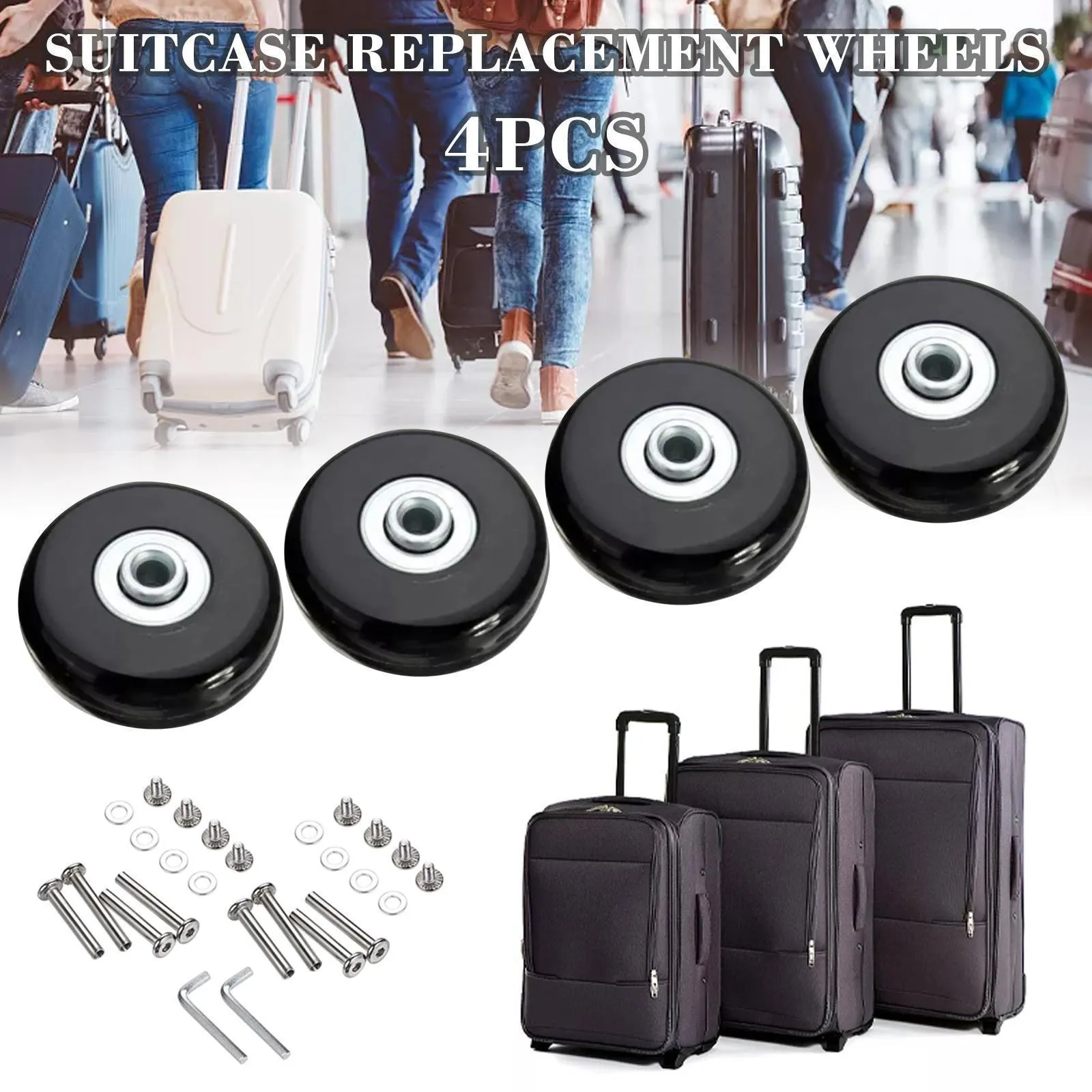 Pièces de sac accessoires 4 pièces remplacer les roues avec vis pour voyage bagages valise roues essieux Kit de réparation 404550mm roulette silencieuse bricolage réparation 230320