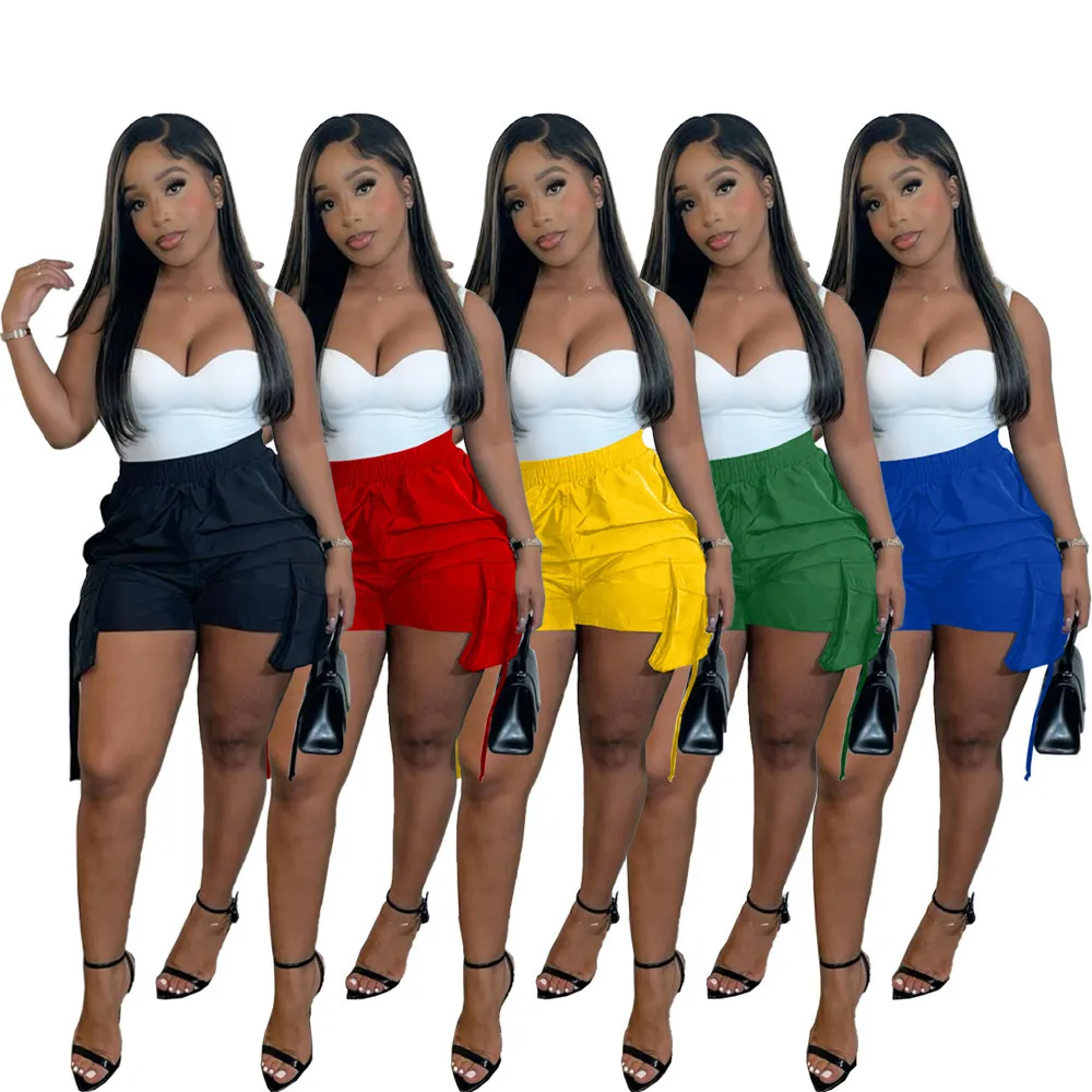 NOUVEAU Designer Summer Cargo Shorts Femmes Vêtements Taille Haute Shorts avec Poches Casual Pantalon Court Streetwear Vêtements Articles En Vrac Lots En Gros 9507