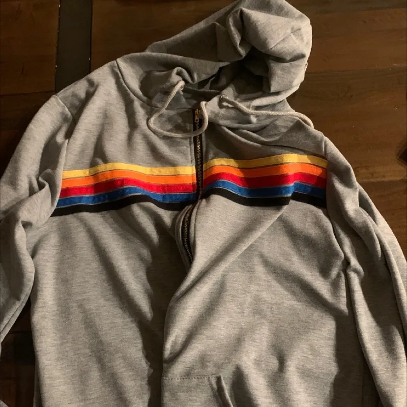 Women`s Hoodies & Sweatshirts Women Fashion Hoodie Oversized Rainbow Stripe Long Sleeve Sweatshirt Zipper Pocket Coat Jacket Spring Casual V